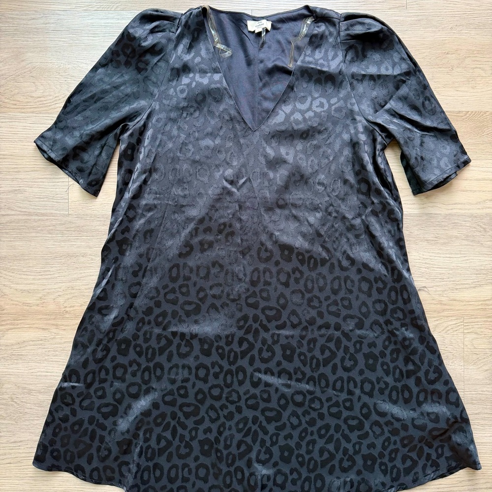 Entro Black Leopard Print Satin Dress